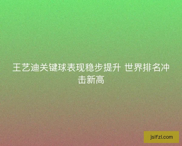 王艺迪关键球表现稳步提升 世界排名冲击新高