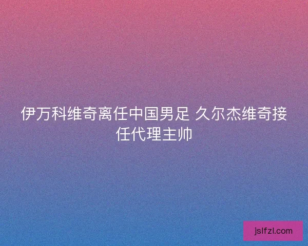 伊万科维奇离任中国男足 久尔杰维奇接任代理主帅