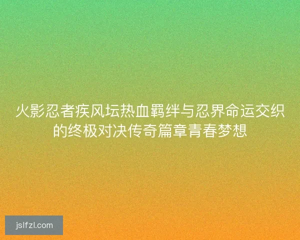 火影忍者疾风坛热血羁绊与忍界命运交织的终极对决传奇篇章青春梦想